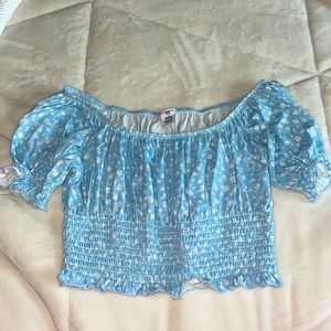 small blue floral crop top